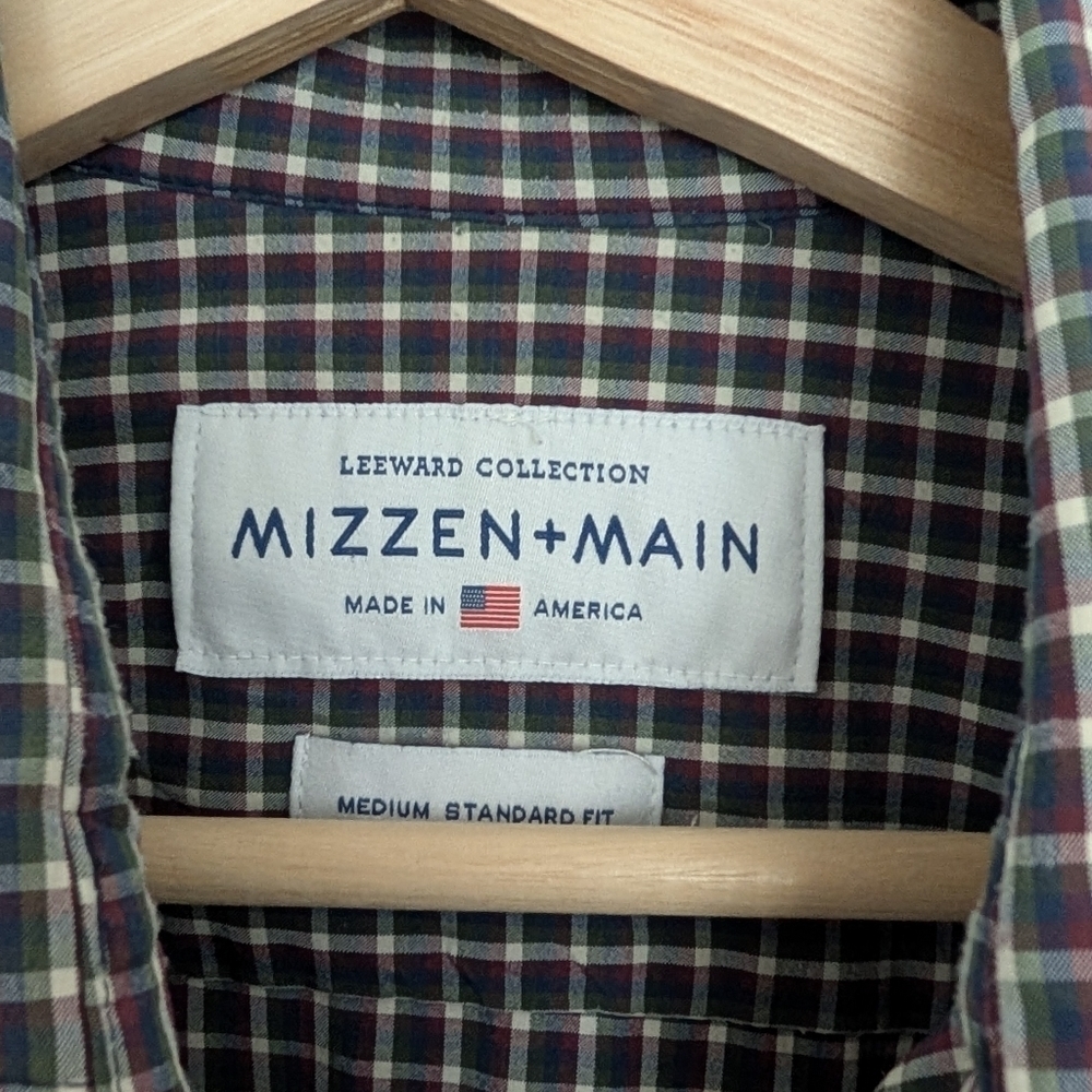 Mizzen+Main Shirt Med Standard Fit Performance Button Up Long Sleeve Men Plaid - Picture 3 of 8